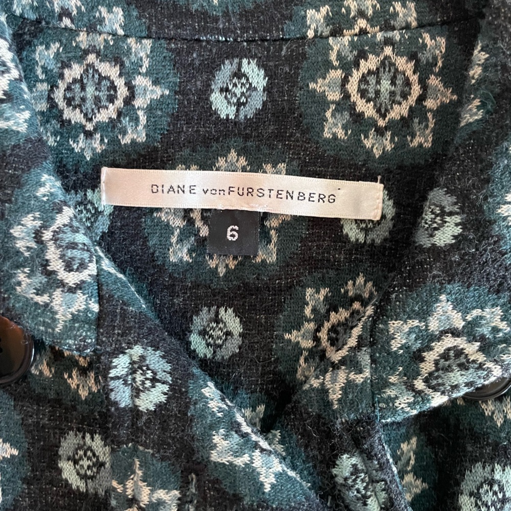 Dvf Geometric Patterned Military Button Wool Blen… - image 3